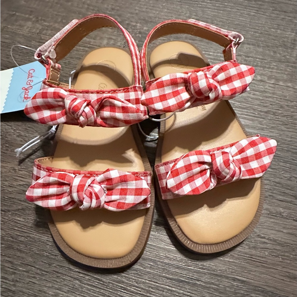 Cat & Jack Kids Sandals with Red Checkered Bows